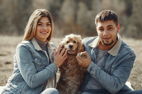 Couple with dog